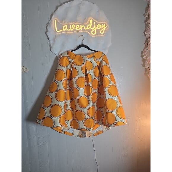 Lane Bryant Plus 24 Geometric Midi Skirt Orange Boho Cottagecore Pleated Wedding - Picture 1 of 10